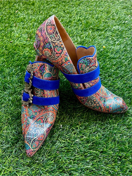 John Fluevog Shoes - John Fluevog Classy Strozzi Swordfish Toe Pumps in Paisley